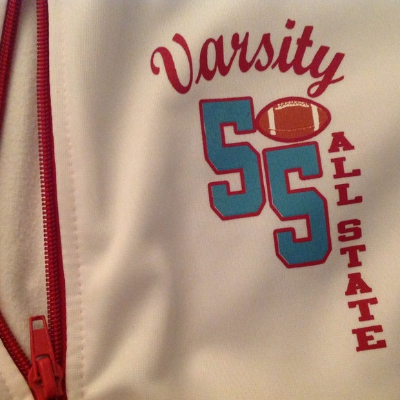 RUE 21 WARM UP JACKET LARGE WHITE RED AND TEAL - Picture 9 of 9